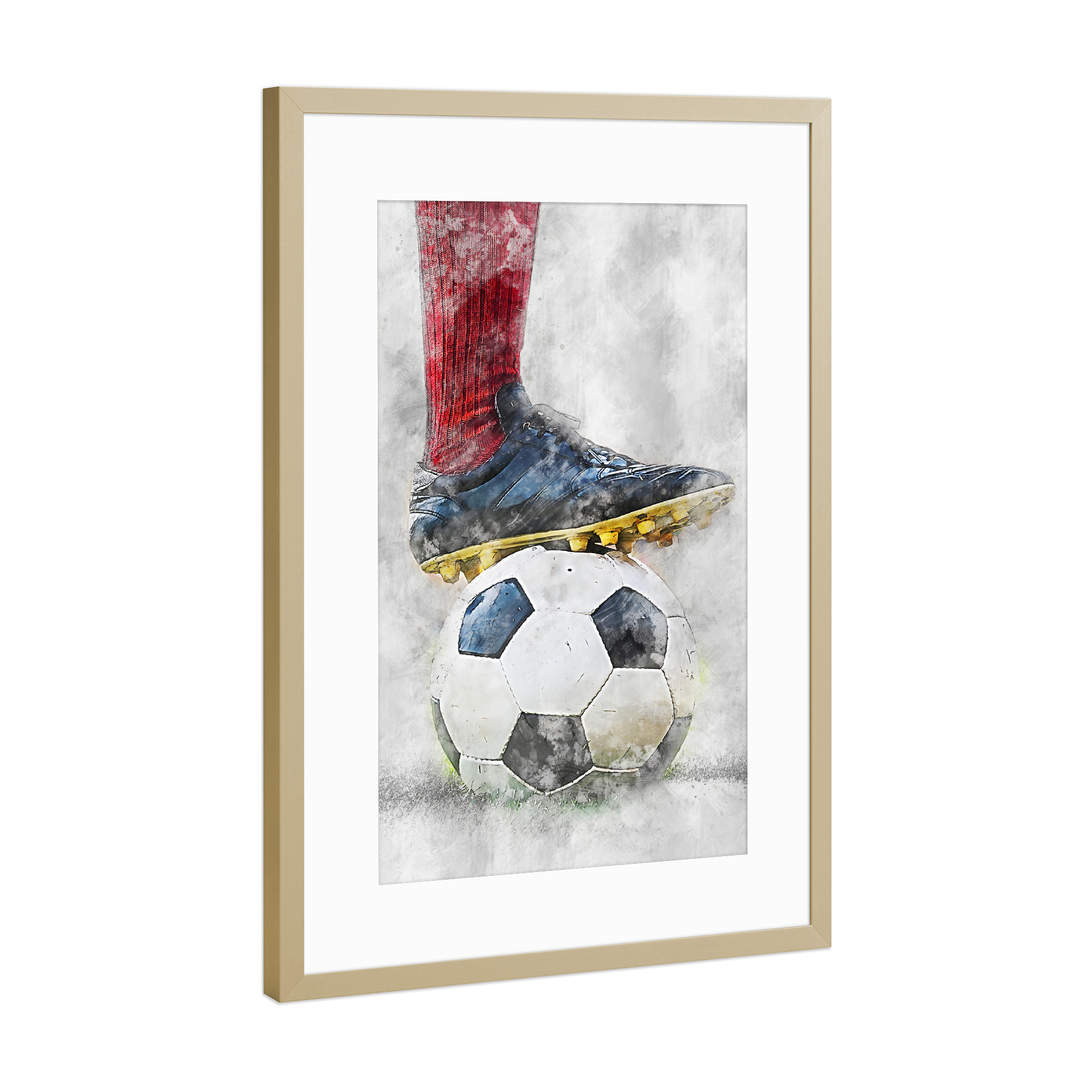 Poster mit Rahmen Gold "Football 4 (matart)" artboxONE - Sport,Sport / Fußball - Fußball,Fußballer,Fußball,Spieler,Ball,Team,Sport