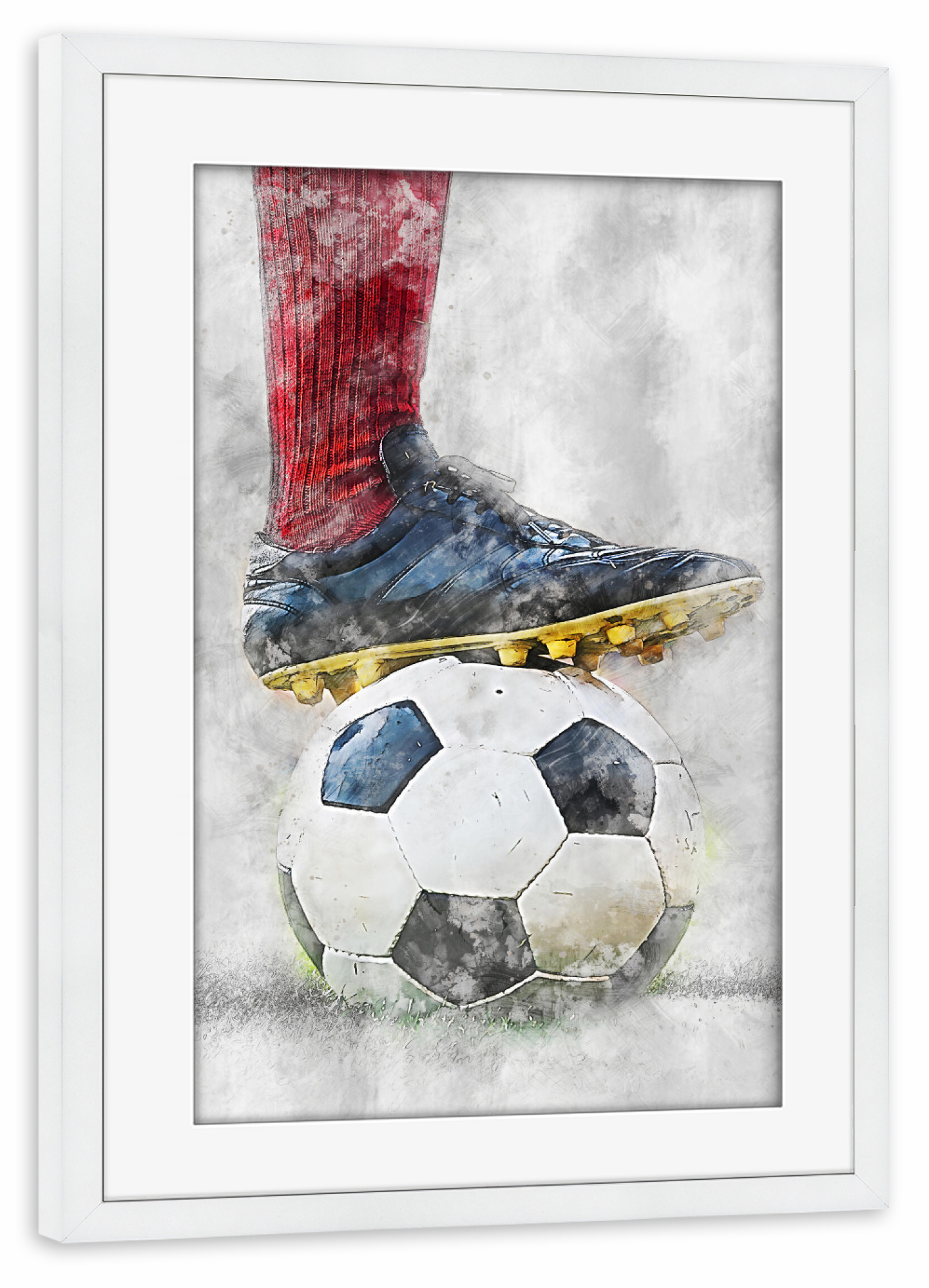 Poster mit Rahmen weiß "Football 4 (matart)" artboxONE - Sport,Sport / Fußball - Fußball,Fußballer,Fußball,Spieler,Ball,Team,Sport