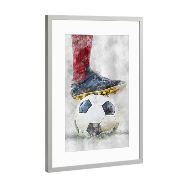 Poster mit Rahmen Silber "Football 4 (matart)" artboxONE - Sport,Sport / Fußball - Fußball,Fußballer,Fußball,Spieler,Ball,Team,Sport