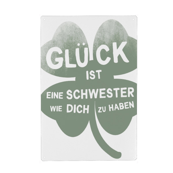 Holzbild "Glück ist eine Schwester" artboxONE - Typografie,Floral,Liebe,Lustig