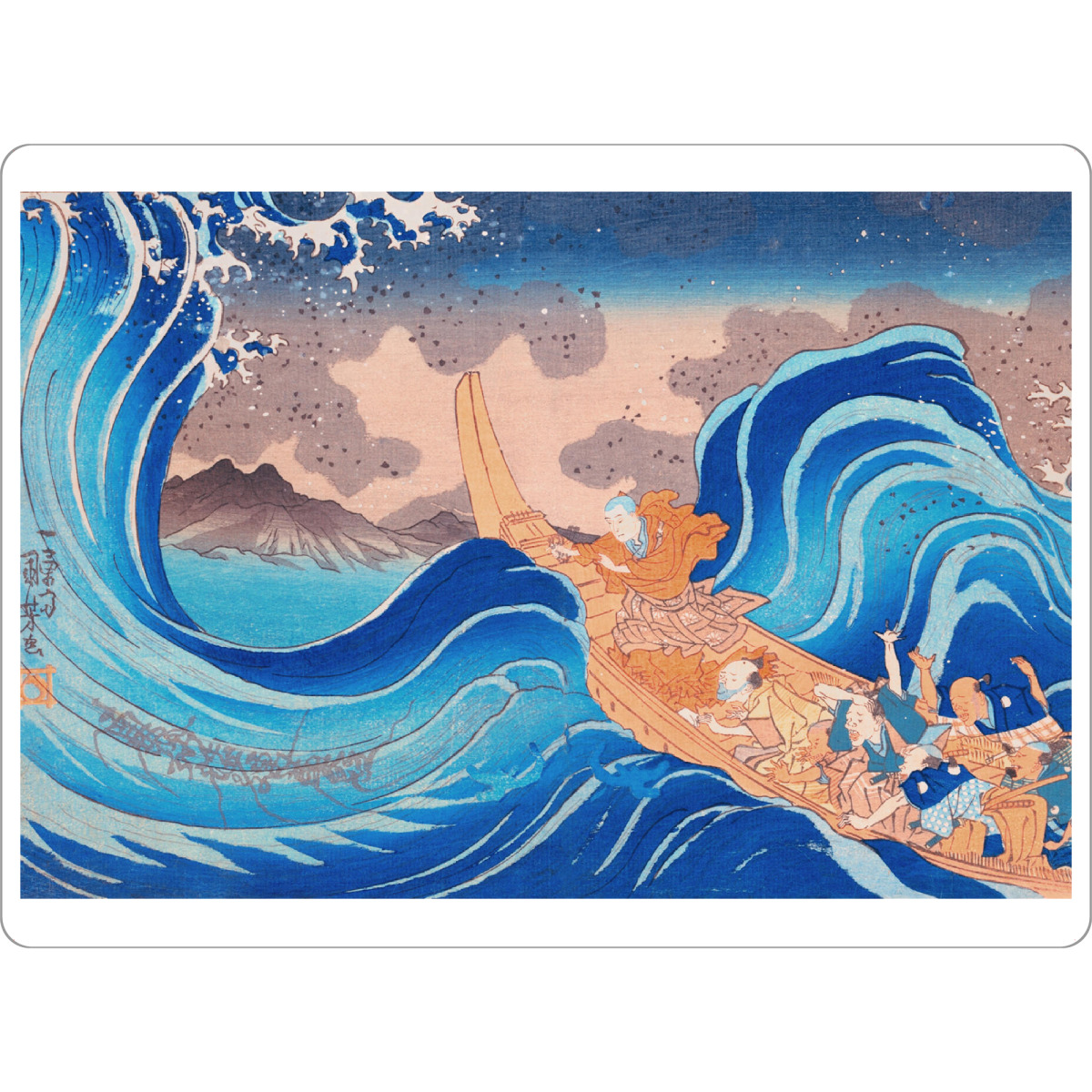 Tischset "Mönch Nichiren beruhigt das Meer" artboxONE - Natur,Reise / Strand und Meer,Reise / Asien,Für Mama,Für Papa