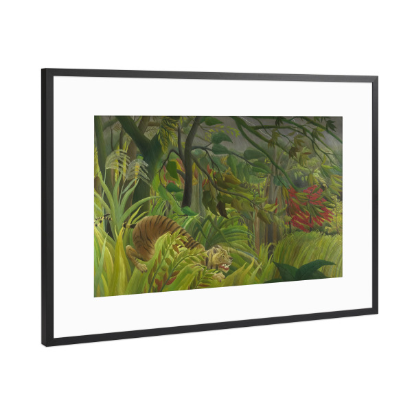 Poster mit Rahmen Schwarz (Metallic) "Tiger in einem tropischen Sturm" artboxONE - Natur,Reise,Floral,Tiere,Reise / Asien