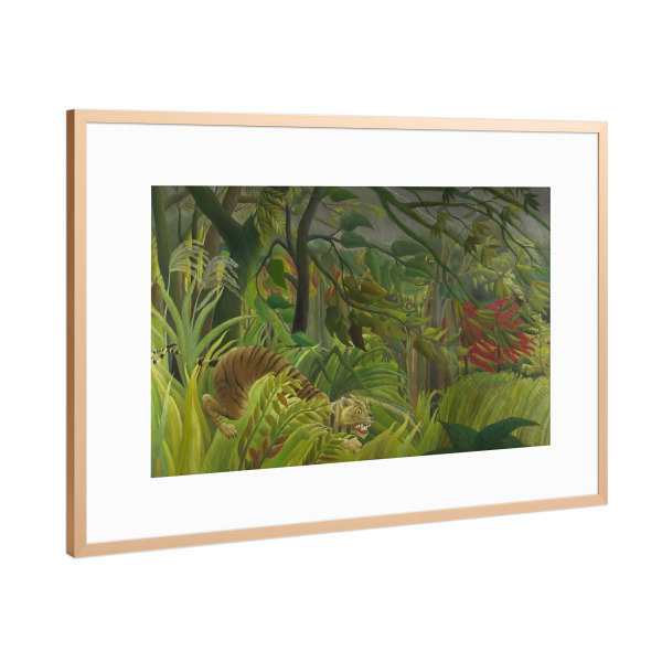 Poster mit Rahmen Kupfer "Tiger in einem tropischen Sturm" artboxONE - Natur,Reise,Floral,Tiere,Reise / Asien