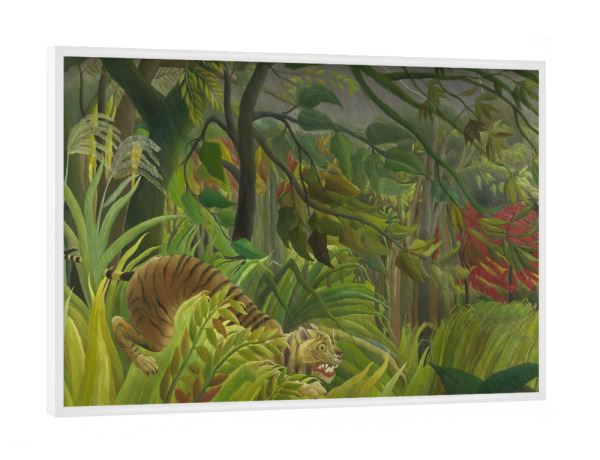 Poster mit weißem Rahmen "Tiger in einem tropischen Sturm" artboxONE - Natur,Reise,Floral,Tiere,Reise / Asien