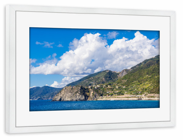 Poster mit Rahmen weiß "Mittelmeer, Steilküste, Himmel" artboxONE - Natur,Reise,Architektur,Reise / Strand und Meer
