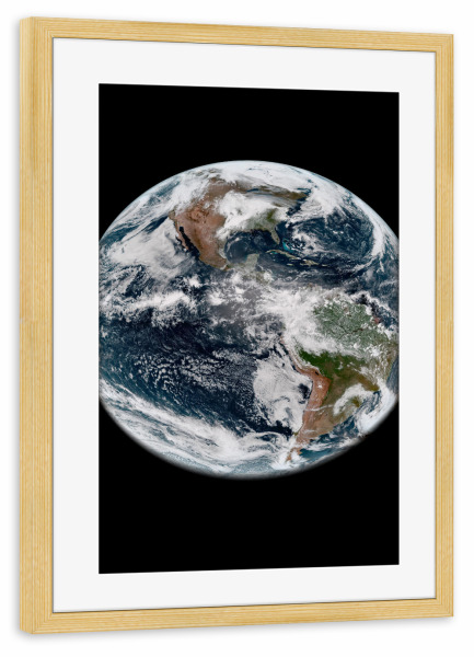 Poster mit Rahmen kiefer "Nahaufnahme der Erde" artboxONE - Natur,Galaxy - Erde,Universum,Planet,Galaxie,Weltraum,Sterne,Natur,Reise,Nahaufnahme