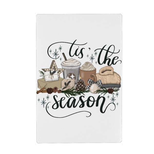Holzbild "Die Jahreszeit-Winter-Illustration" artboxONE - Weihnachten,Buchstaben,Essen & Trinken / Obst & Gemüse,Festivals