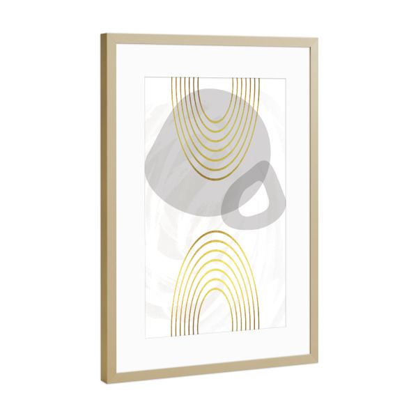 Poster mit Rahmen Gold "Mid-Century Vintage Regenbögen" artboxONE - Abstrakt,Geometrie