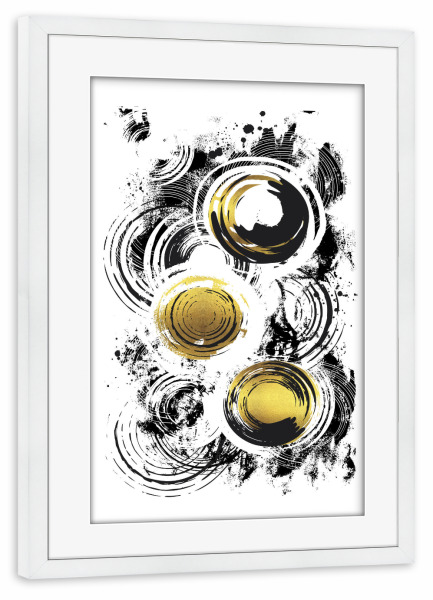 Poster mit Rahmen weiß "ABSTRAKTE KUNST Rasende Kreise" artboxONE - Abstrakt,Geometrie