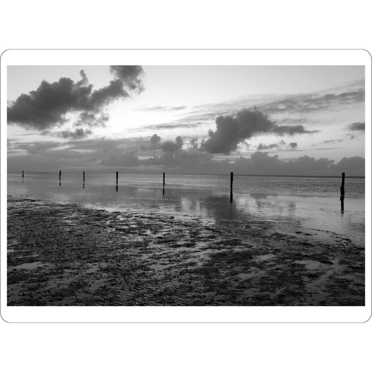 Tischset "Nordsee, Ebbe & Flut schwarz-weiß" artboxONE - Natur,Reise,Schwarzweiß,Reise / Strand und Meer