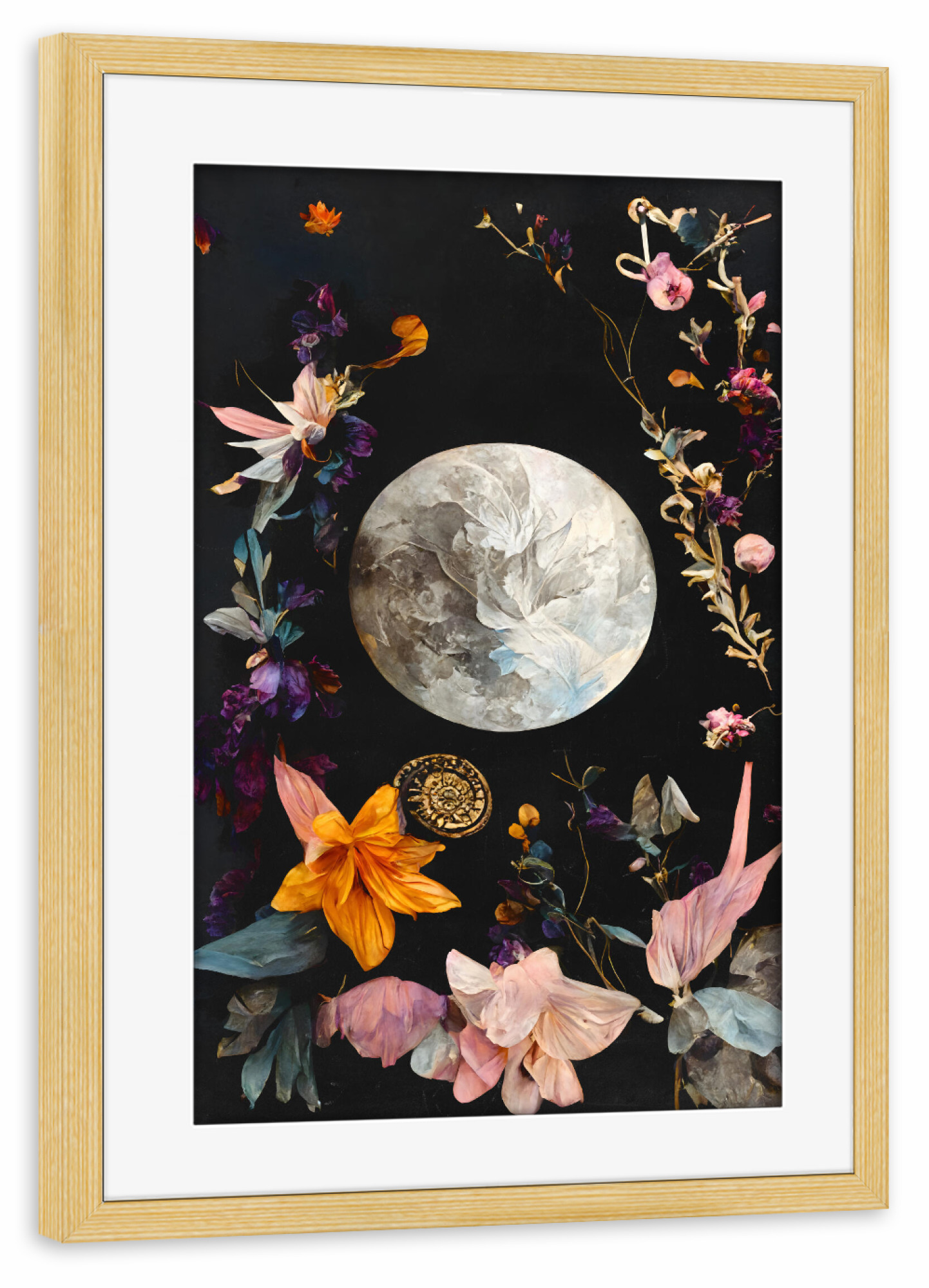 Poster mit Rahmen kiefer "La Lune" artboxONE - Für Kinder,Abstrakt,Für Mama,Galaxy