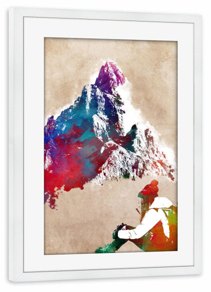 Poster mit Rahmen weiß "Wanderungen in den Bergen" artboxONE - Sport,Sport / Motivation