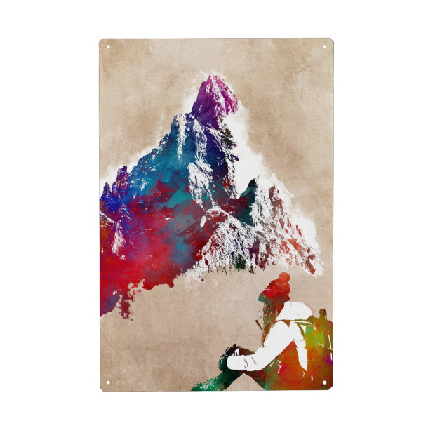 Metall Poster "Wanderungen in den Bergen" artboxONE - Sport,Sport / Motivation