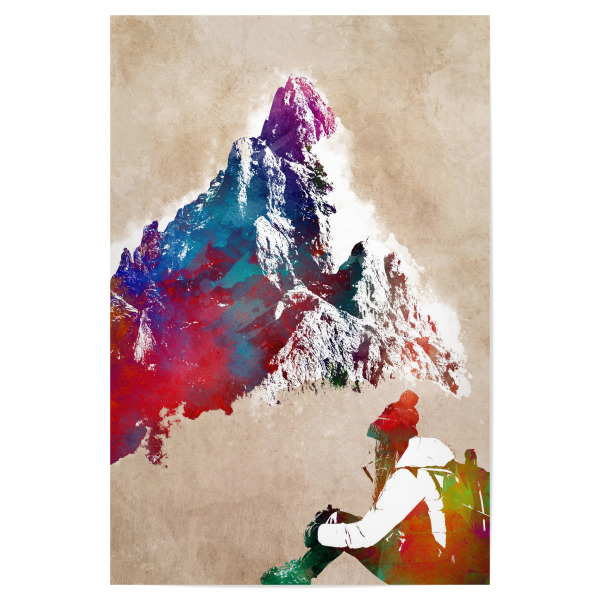 Poster "Wanderungen in den Bergen" artboxONE - Sport,Sport / Motivation - Berg,Trekking,Sport,Bergsteiger,Illustration,Bergwanderungen,Bergwandern