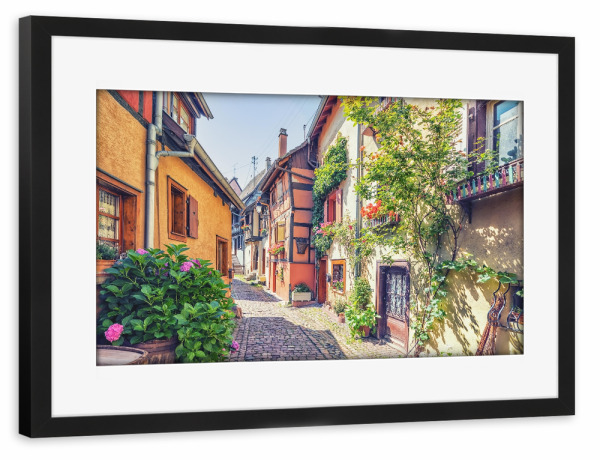 Poster mit Rahmen schwarz "Dorf im Elsass" artboxONE - Städte,Reise,Architektur,Reise / Länder,Städte / Weitere