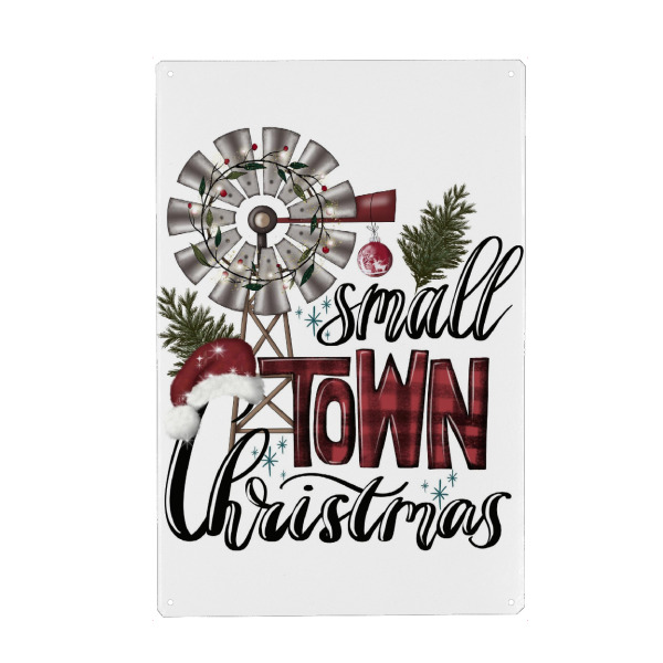 Holzbild "Weihnachten in der Kleinstadt" artboxONE - Architektur,Weihnachten,Buchstaben,Festivals,Lustig