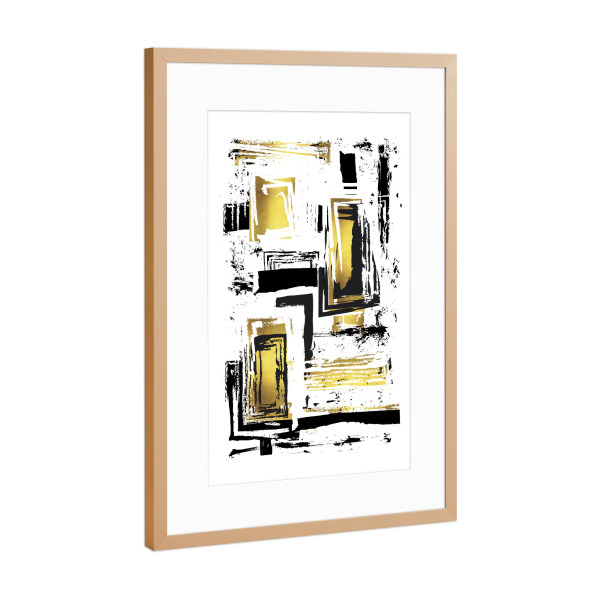 Poster mit Rahmen Kupfer "ABSTRAKTE KUNST Kantige Strukturen" artboxONE - Abstrakt,Geometrie
