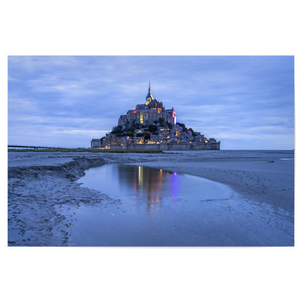 Poster 30x20 cm "Klosterberg Mont Saint-Michel" artboxONE - Reise,Architektur - Le mont-saint-michel,Normandie,Frankreich,Nacht,Architektur