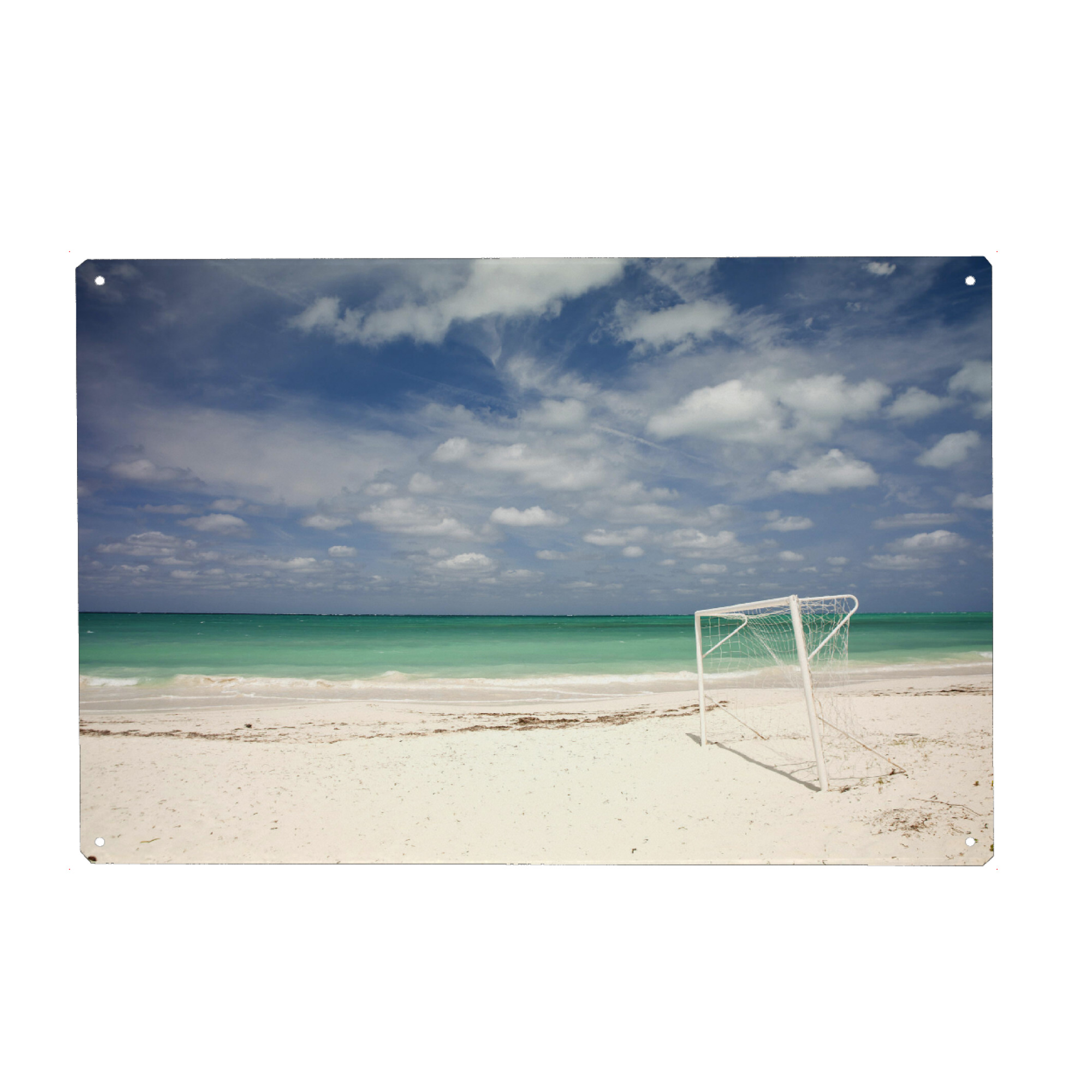 Holzbild "Traumstrand Karibik" artboxONE - Reise / Strand und Meer - Karibik,Traumstrand,Cayo levisa,Kuba,Tor,Fussballtor,Strand