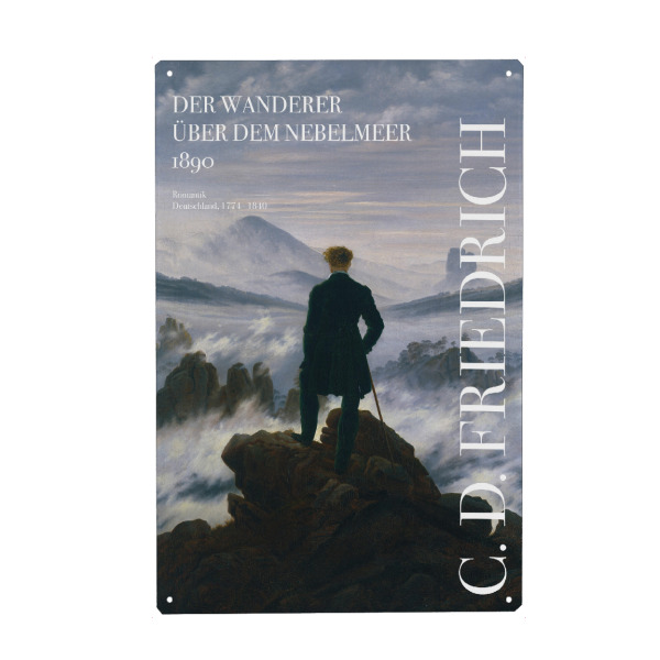 Metall Poster "C.D. Friedrich - Der Wanderer" artboxONE - Natur,Reise,Menschen,Männer