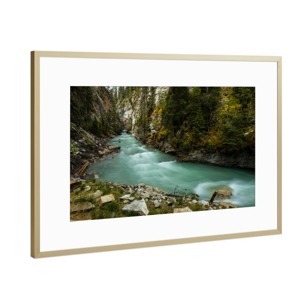 Poster mit Rahmen Gold "Johnston Canyon" artboxONE - Natur,Reise