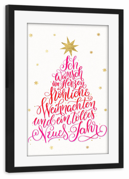 Poster mit Rahmen schwarz "Frohes Fest" artboxONE - Typografie,Weihnachten