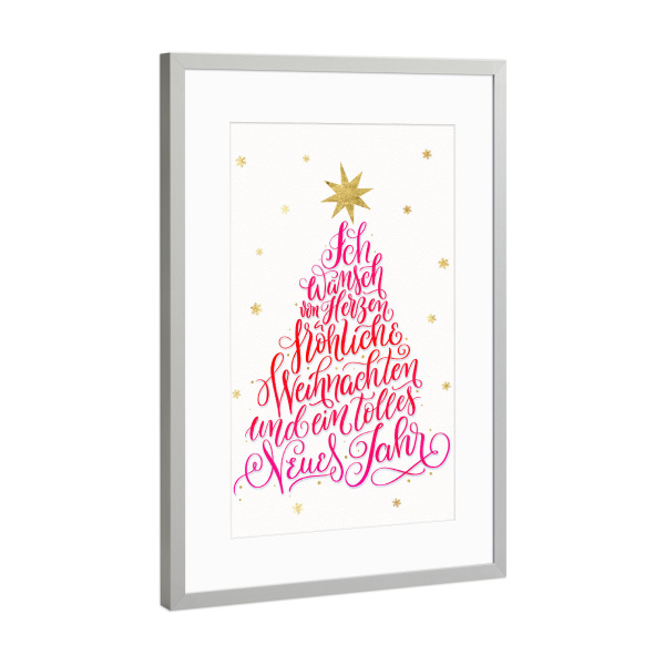 Poster mit Rahmen Silber "Frohes Fest" artboxONE - Typografie,Weihnachten