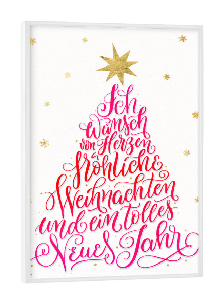 Poster mit weißem Rahmen "Frohes Fest" artboxONE - Typografie,Weihnachten