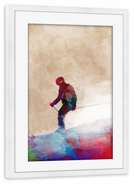 Poster mit Rahmen weiß "Skisport-Illustration" artboxONE - Sport - Ski,Schnee,Winter,Sport,Skifahren