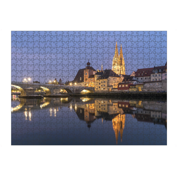 Puzzle Ravensburger "Regensburg" artboxONE - Städte - Regensburg,Bayern,Deutschland,Stadtansicht,Donau,Nacht - Bild regensburg