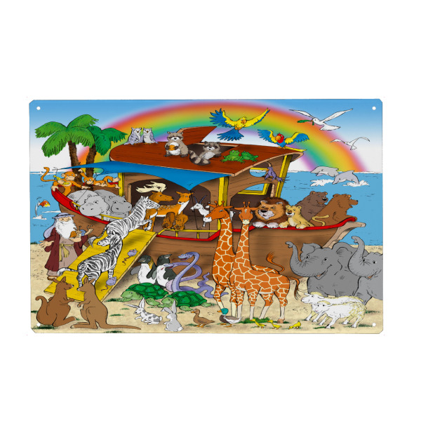 Metall Poster "Arche Noah mit Tieren - bunt" artboxONE - Natur,Für Kinder,Tiere