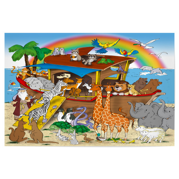 Poster 30x20 cm "Arche Noah mit Tieren - bunt" artboxONE - Natur,Für Kinder,Tiere