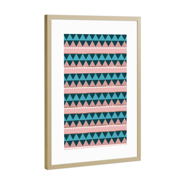 Poster mit Rahmen Gold "Dreiecke mit Rose Gold" artboxONE - Abstrakt,Geometrie