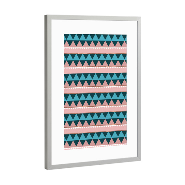 Poster mit Rahmen Silber "Dreiecke mit Rose Gold" artboxONE - Abstrakt,Geometrie