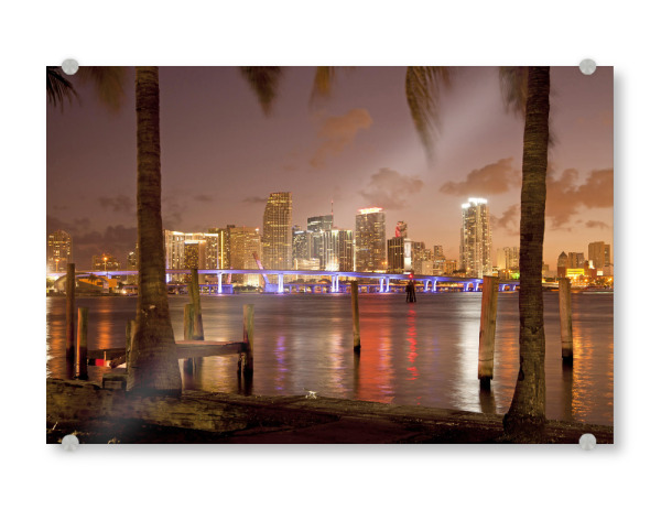 Acrylglasbild "Downtown Miami, Florida" artboxONE - Städte,Architektur - Amerika,Usa,Vereinigte staaten von amerika,Florida,Miami,Downtown,Nacht,Stadt
