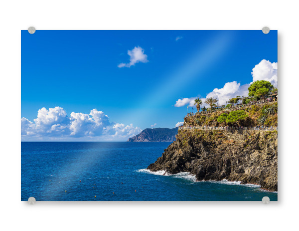 Acrylglasbild "Felsen, Mittelmeer, Wolken" artboxONE - Natur,Reise,Reise / Strand und Meer