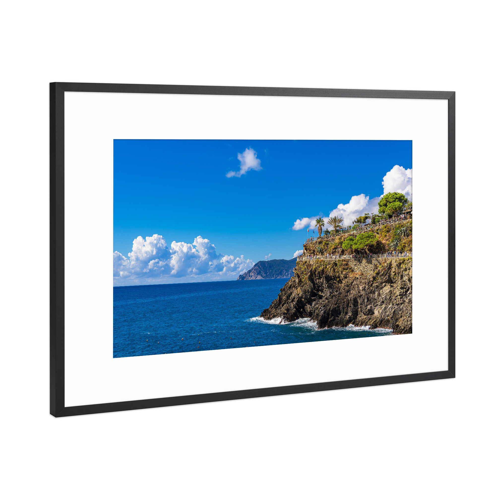 Poster mit Rahmen Schwarz (Metallic) "Felsen, Mittelmeer, Wolken" artboxONE - Natur,Reise,Reise / Strand und Meer