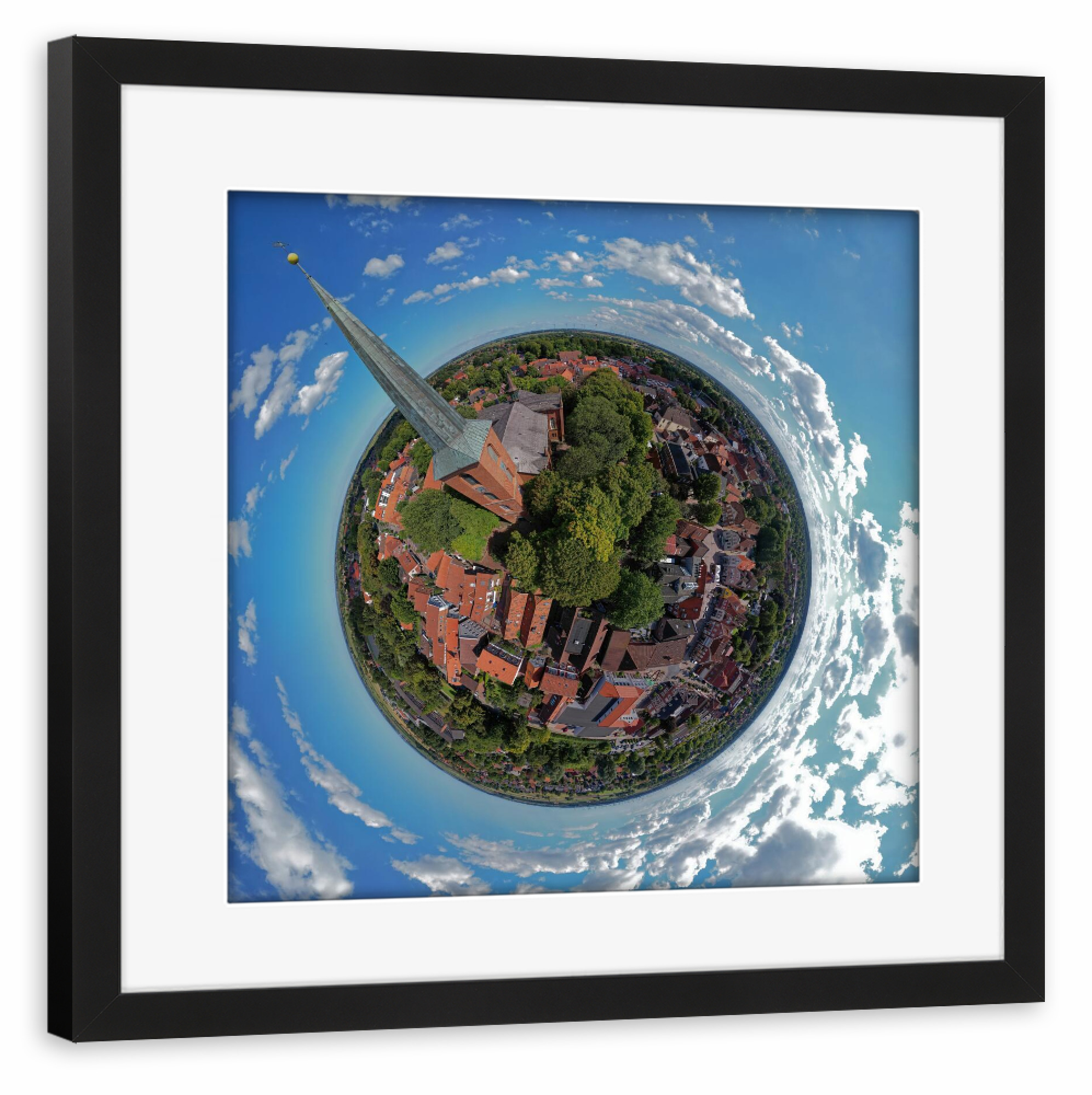 Poster mit Rahmen schwarz "St.-Magnus-Kirche (SW-Seite) Esens" artboxONE - Städte,Reise,Architektur,Reise / Strand und Meer,Städte / Weitere