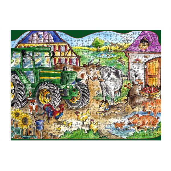 Puzzle Ravensburger "Bauernhof" artboxONE - Natur,Für Kinder,Tiere - Traktor,Kuh,Schwein,Bauernhof,Hahn,Huhn,Katze,Stall,Hund,Pferd - Bild traktor