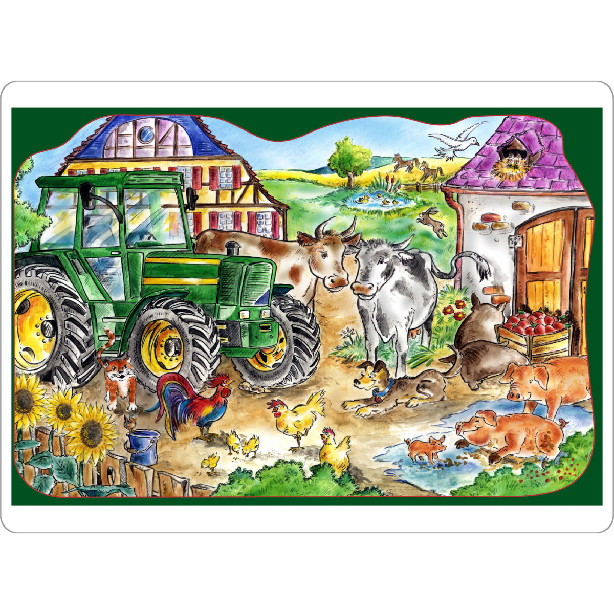 Tischset "Bauernhof" artboxONE - Natur,Für Kinder,Tiere - Traktor,Kuh,Schwein,Bauernhof,Hahn,Huhn,Katze,Stall,Hund,Pferd - Bild traktor