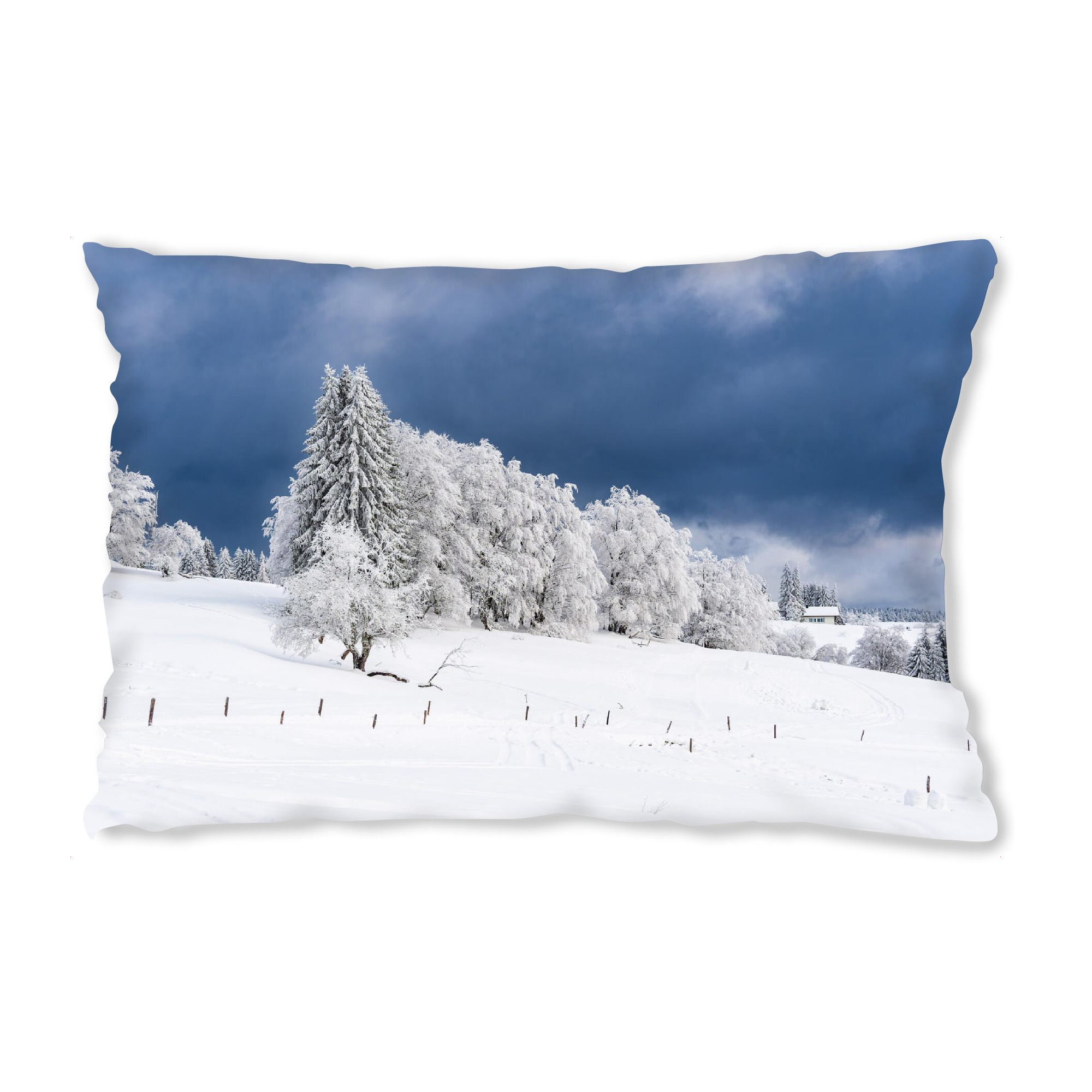 Design-Kissen "Wolken, Bäume, Zaun und Schnee" artboxONE - Natur,Reise