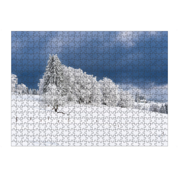 artboxONE Puzzle "Wolken, Bäume, Zaun und Schnee" artboxONE - Natur,Reise