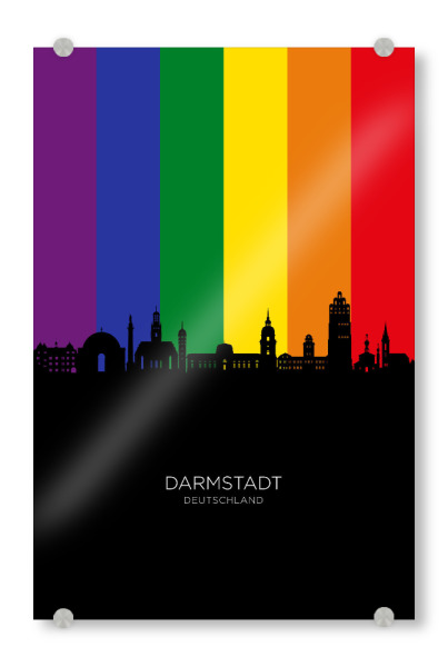 Acrylglasbild "Darmstadt Skyline Stolz" artboxONE - Städte - Darmstadt,Deutschland,Skyline,Stadtbild,Stadtbild,Aquarell,Malerei