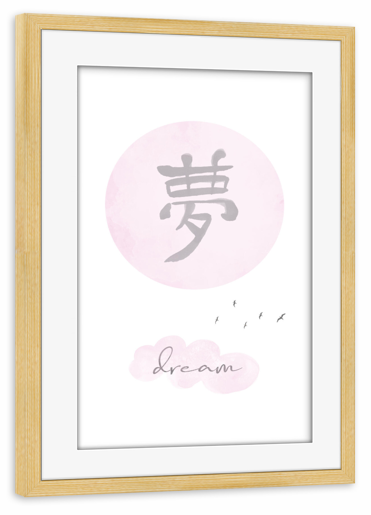 Poster mit Rahmen kiefer "Pink Dream - Japandi Style" artboxONE - Typografie,Abstrakt