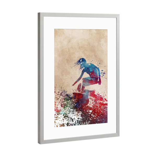 Poster mit Rahmen Silber "Surfen im Sommer" artboxONE - Sport,Sport / Sommerspiele - Sommer,Surfen,Surfer,Surfen,Sport