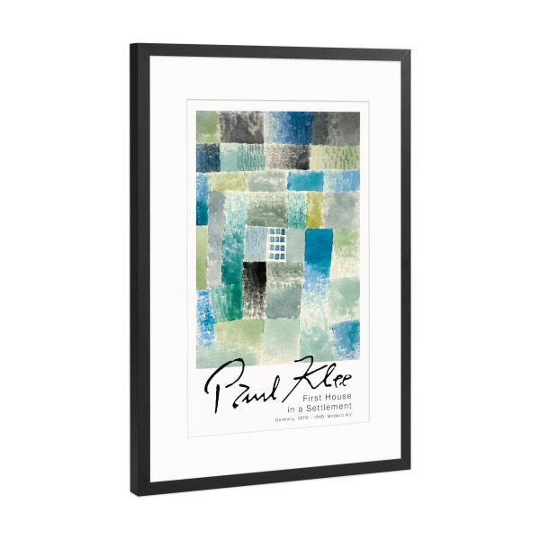 Poster mit Rahmen Schwarz (Metallic) "Paul Klee - Haus in der Siedlung" artboxONE - Abstrakt,Geometrie