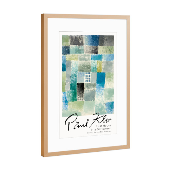 Poster mit Rahmen Kupfer "Paul Klee - Haus in der Siedlung" artboxONE - Abstrakt,Geometrie