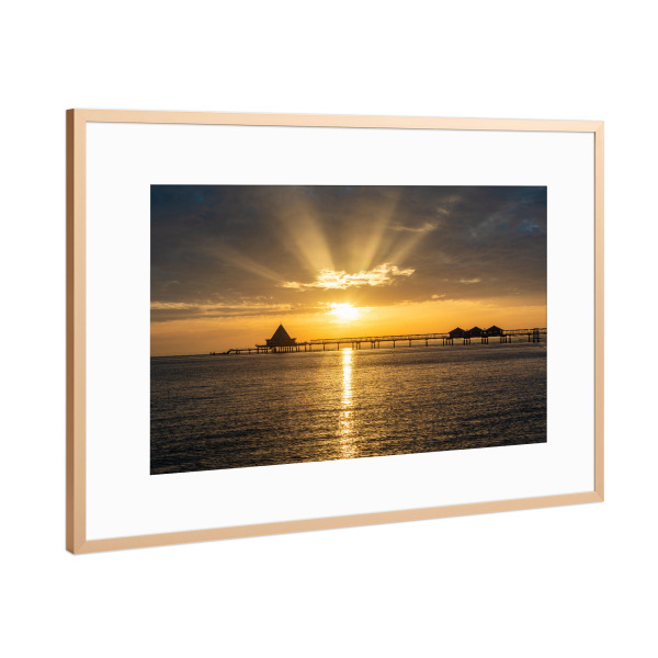 Poster mit Rahmen Kupfer "Heringsdorf im Sonnenaufgang" artboxONE - Natur,Reise,Reise / Strand und Meer