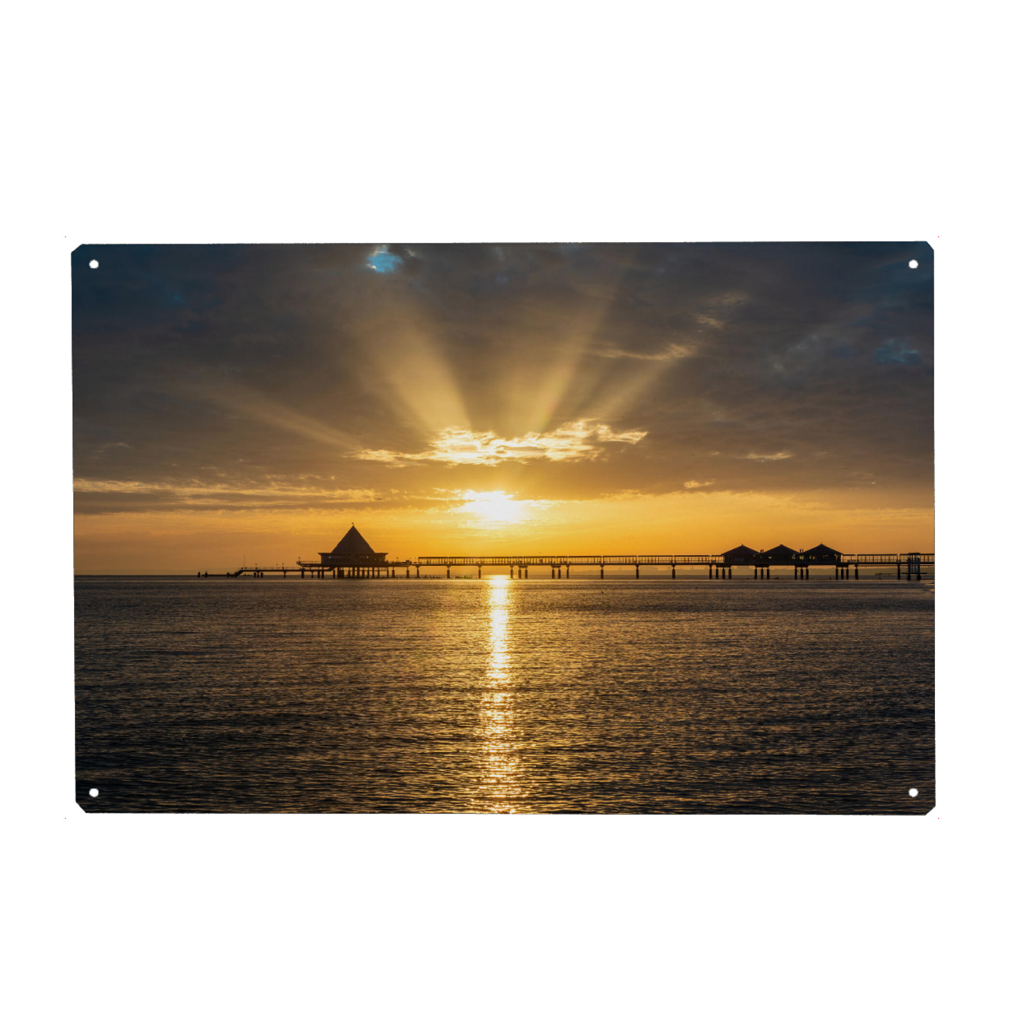 Metall Poster "Heringsdorf im Sonnenaufgang" artboxONE - Natur,Reise,Reise / Strand und Meer - Ostsee,Meer,Küste,Mecklenburg-vorpommern,Deutschland