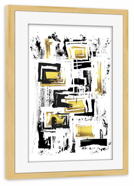 Poster mit Rahmen kiefer "ABSTRAKTE KUNST Quadratmania" artboxONE - Abstrakt,Geometrie